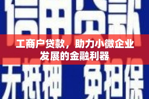 佛山工商户贷款，助力小微企业发展的金融利器