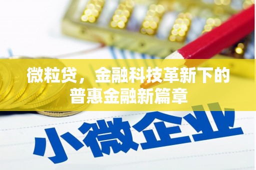 佛山微粒贷，金融科技革新下的普惠金融新篇章