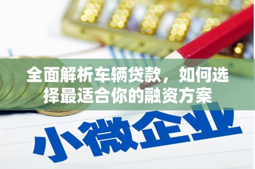 佛山全面解析车辆贷款，如何选择最适合你的融资方案